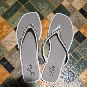 Women's White Sandals with Silver Accents